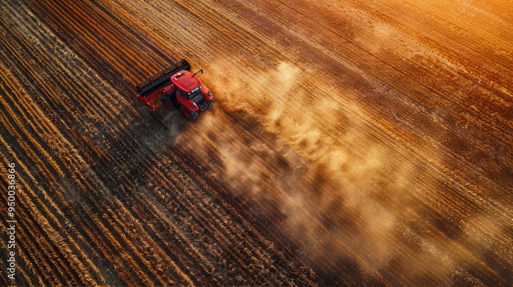 Tractor Plowing Field at Sunset Tractor Plowing Field at Sunset