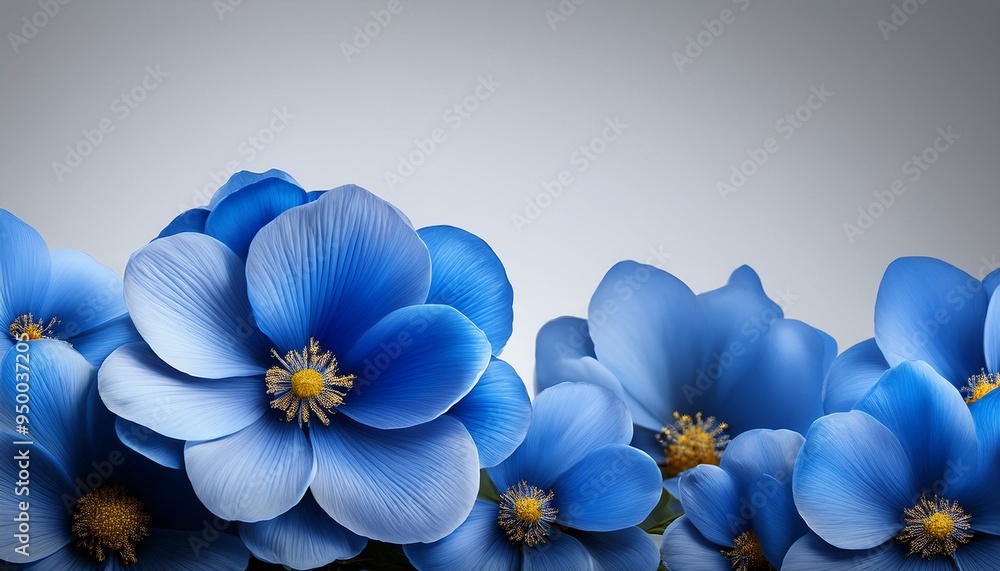 Beautiful blue flowers on a gray background. Generative AI Beautiful blue flowers on a gray background. Generative AI