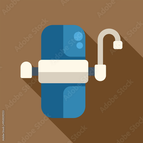 Water filter purifier system purifying drinking tap water with modern design and long shadow