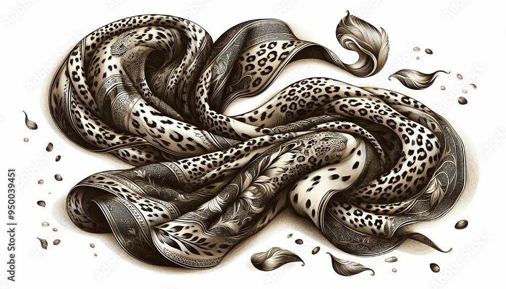 a flowing silk scarf with a timeless leopard print pattern a flowing silk scarf with a timeless leopard print pattern