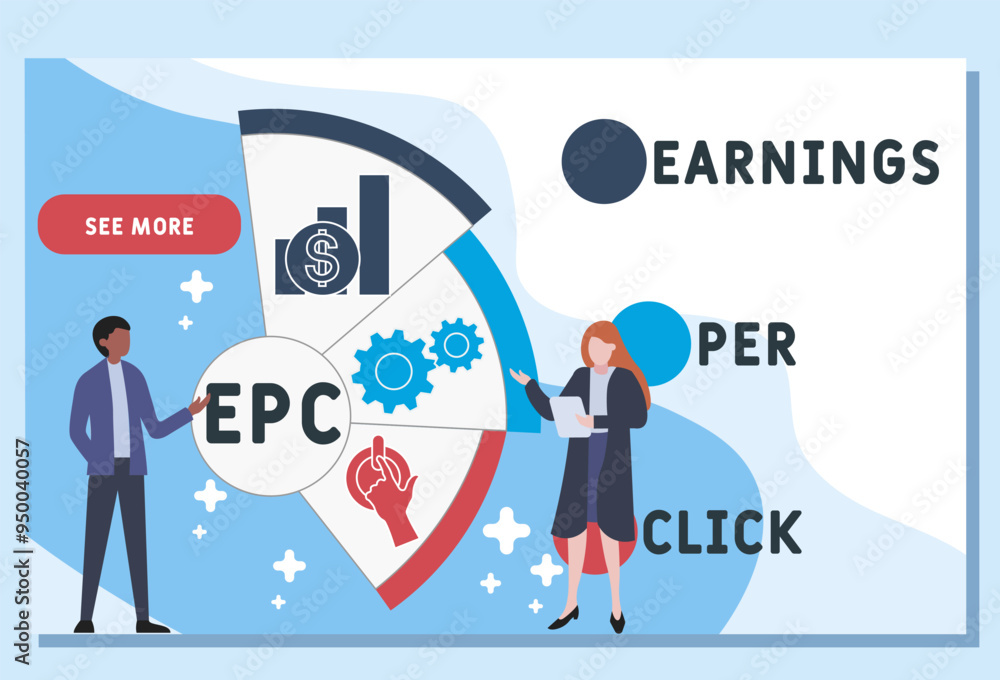 EPC - earnings per click acronym. business concept background. vector illustration concept with keywords and icons. lettering illustration with icons for web banner, flyer, landing EPC - earnings per click acronym. business concept background. vector illustration concept with keywords and icons. lettering illustration with icons for web banner, flyer, landing