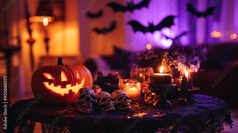 ハロウィン装飾のリビングルーム ハロウィン装飾のリビングルーム