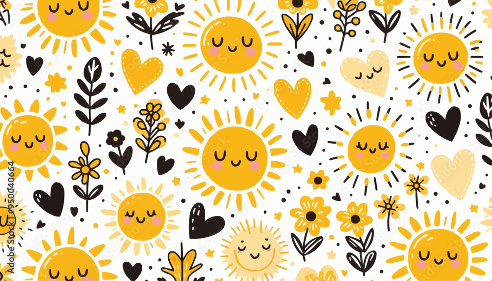 Fototapeta premium seamless pattern with sunflowers