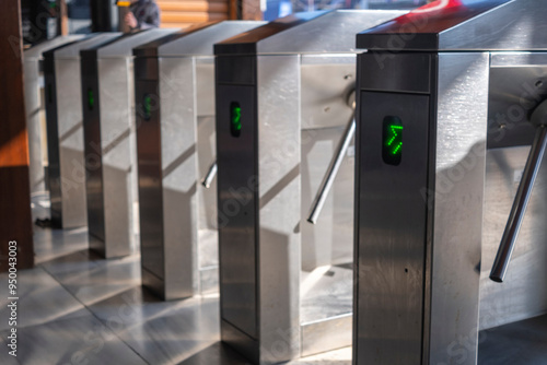 Tourniquets on entrance of a metro station