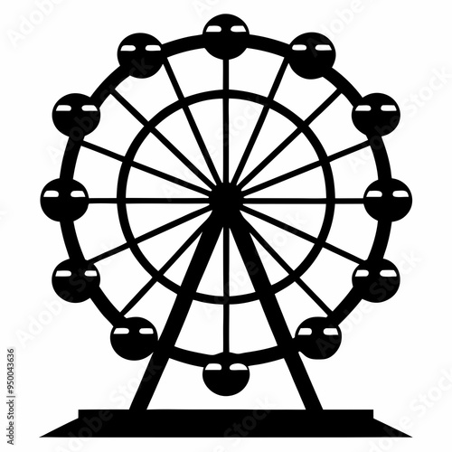 Ferris wheel silhouette vector illustration. Simple icon for Ferris wheel deign on white background