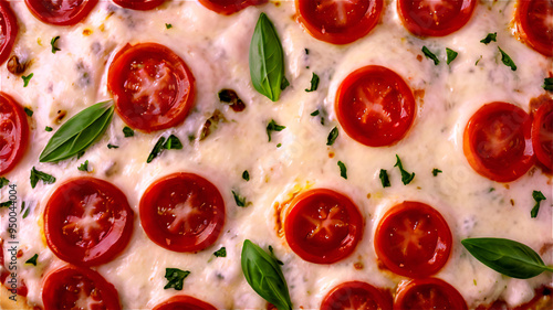 A delicious freshly baked greek pizza with feta cheese, olives, tomato, and green pepper