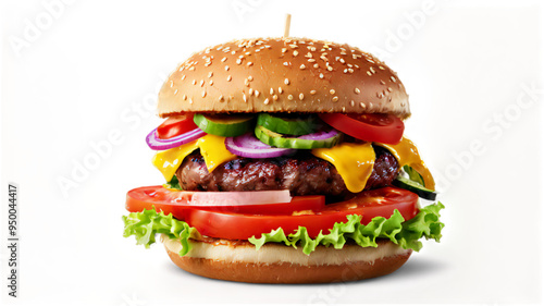 Smash burger with lettuce, cheddar cheese and sauce.