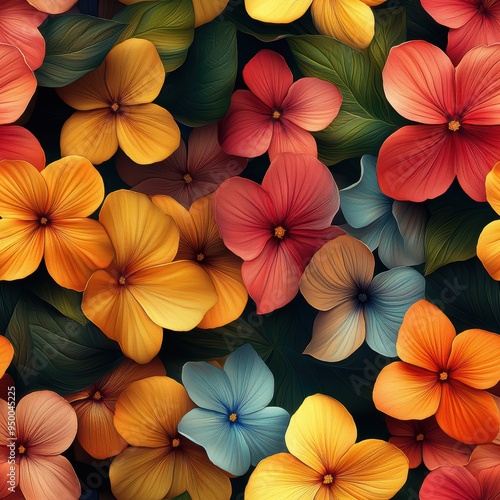 Wallpaper Mural Vibrant Floral Seamless Pattern Torontodigital.ca