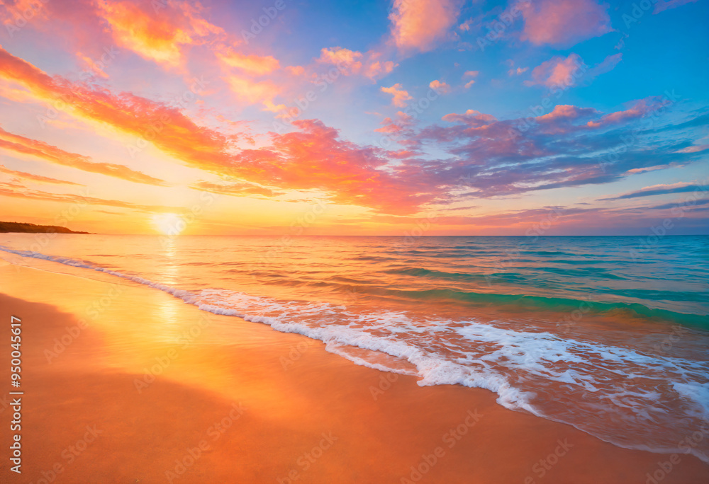 Fototapeta premium Morning Glow: Sunrise Over the Sea
