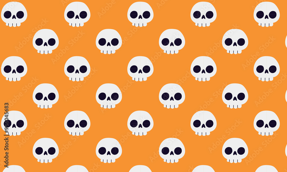 Seamless hand drawn Halloween skulls pattern in flat style. Skull skeleton vector silhouette. Pirate symbol Seamless hand drawn Halloween skulls pattern in flat style. Skull skeleton vector silhouette. Pirate symbol