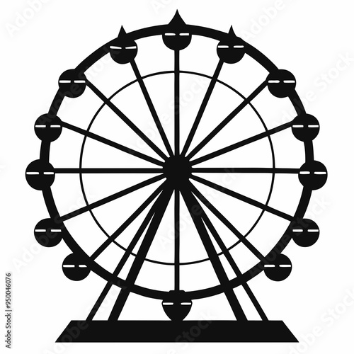 Ferris wheel silhouette vector illustration. Simple icon for Ferris wheel deign on white background