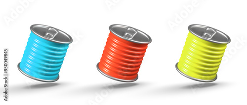 Set of cans of different colors. Templates for feed selection options