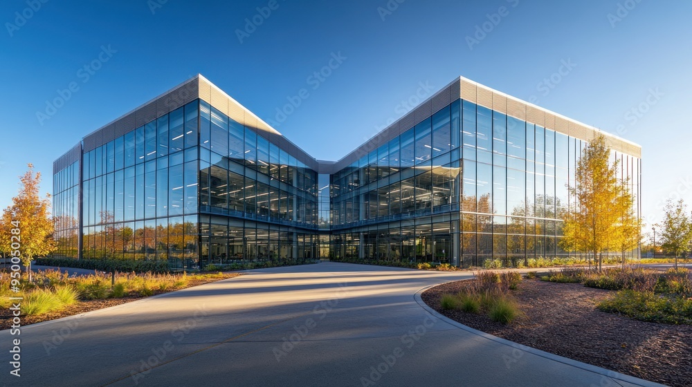 Fototapeta premium Modern Office Building with Glass Facade
