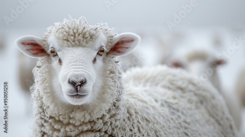 Charming White Sheep with a Cheerful Chew, Isolated on White Background for Clean Edit and Copy Space - Animal Portrait