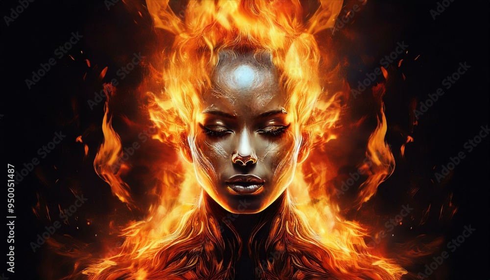 Portrait depicting the Lion King on fire on a black background. digital art. AI Portrait depicting the Lion King on fire on a black background. digital art. AI
