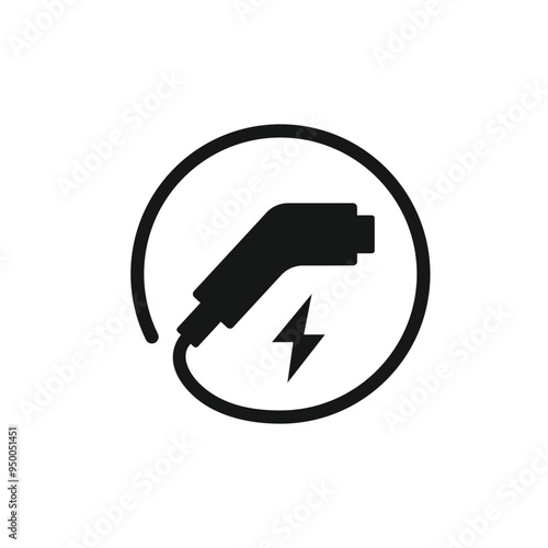 Charger connector icon. Electric car charging plug sign. Charging plug icon vector illustration