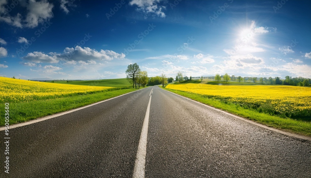 Road panorama on sunny spring day Road panorama on sunny spring day