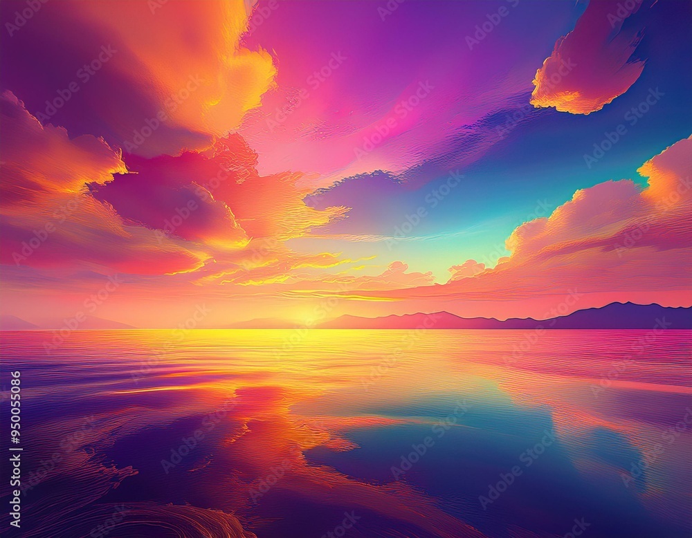 Fototapeta premium Stunning purple, yellow, and orange sunset sky - gradient rich colors - ethereal dreamy summer sunset or sunrise.
