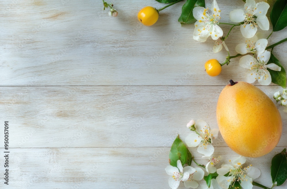 White wood with Yellow fruit and Flowers White wood with Yellow fruit and Flowers