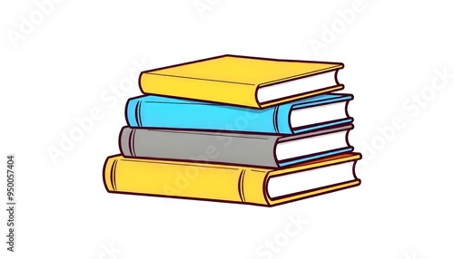 Pile of books icon drawing isolated on a white background