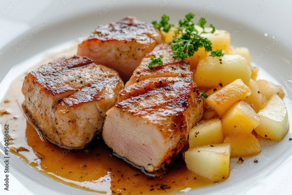 A plate of food with meat and potatoes A plate of food with meat and potatoes