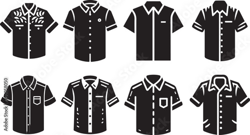  Set of  shirt silhouette vector design.