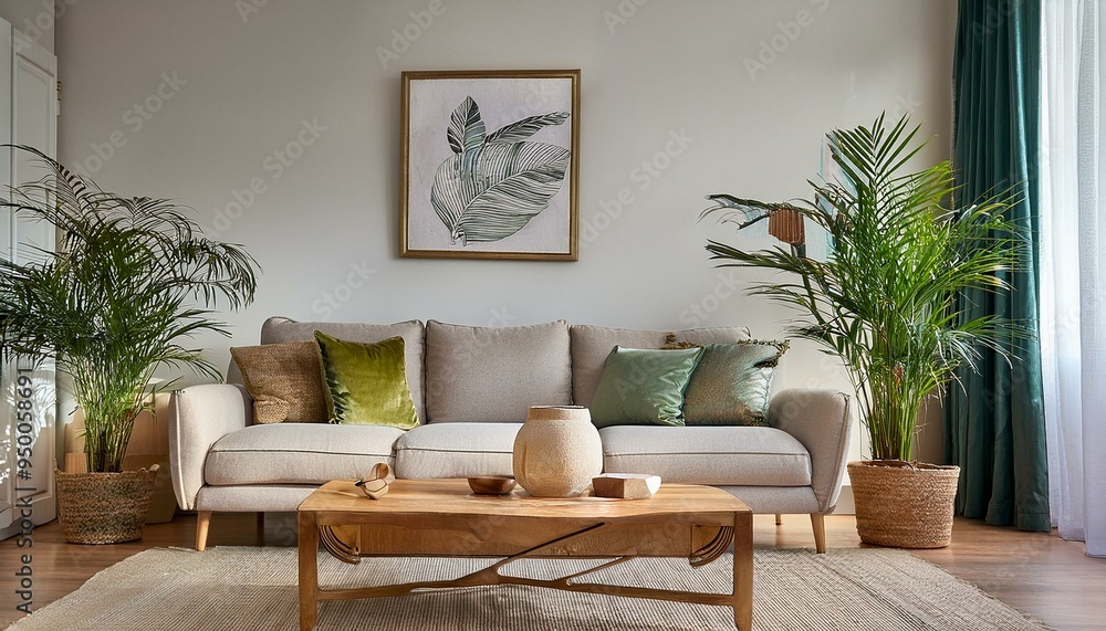 Luxury Livingroom house or apartment interior design, mock up room design, plants, and elegant personal accessories. Couch and table furniture with poster art and room accessories home decor,backgrou Luxury Livingroom house or apartment interior design, mock up room design, plants, and elegant personal accessories. Couch and table furniture with poster art and room accessories home decor,backgrou