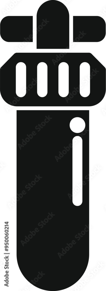 Simple icon of a test tube with some markings on its side, potentially containing a chemical substance Simple icon of a test tube with some markings on its side, potentially containing a chemical substance