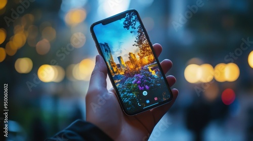 A Phone Holding a Picture of a Cityscape