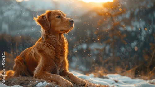 Canine Adventure: A Dog Enjoying the Majestic Views of the Mountains photo