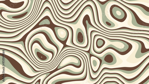 Abstract colorful groovy background. Horizontal wavy, twirly retro vector background.
