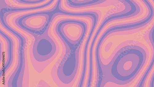 Abstract colorful groovy background. Horizontal wavy, twirly liquid retro vector background.