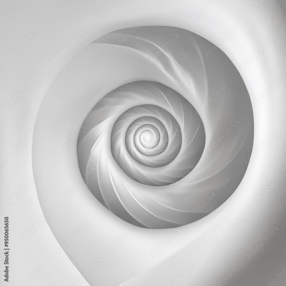 Abstract spiral design in white, symbolizing elegance and simplicity. Abstract spiral design in white, symbolizing elegance and simplicity.