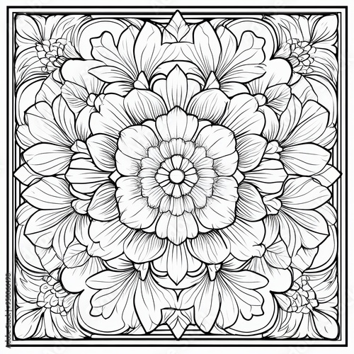 Wallpaper Mural Detailed Floral Mandala with Layered Petals and Geometric Symmetry Torontodigital.ca