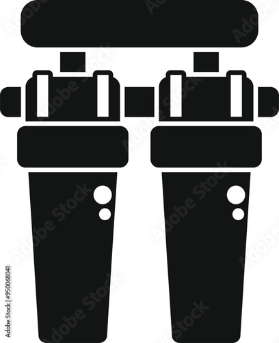 Simple vector illustration of a double water filter purifying system, perfect for representing water purification