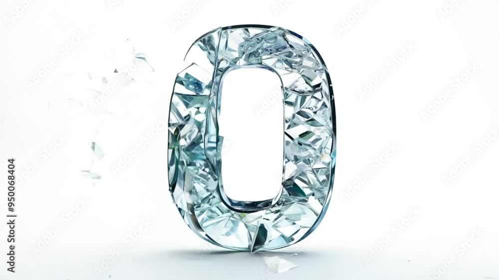 Shattered Glass Forming the Number Zero on a White Background Generative AI Shattered Glass Forming the Number Zero on a White Background Generative AI