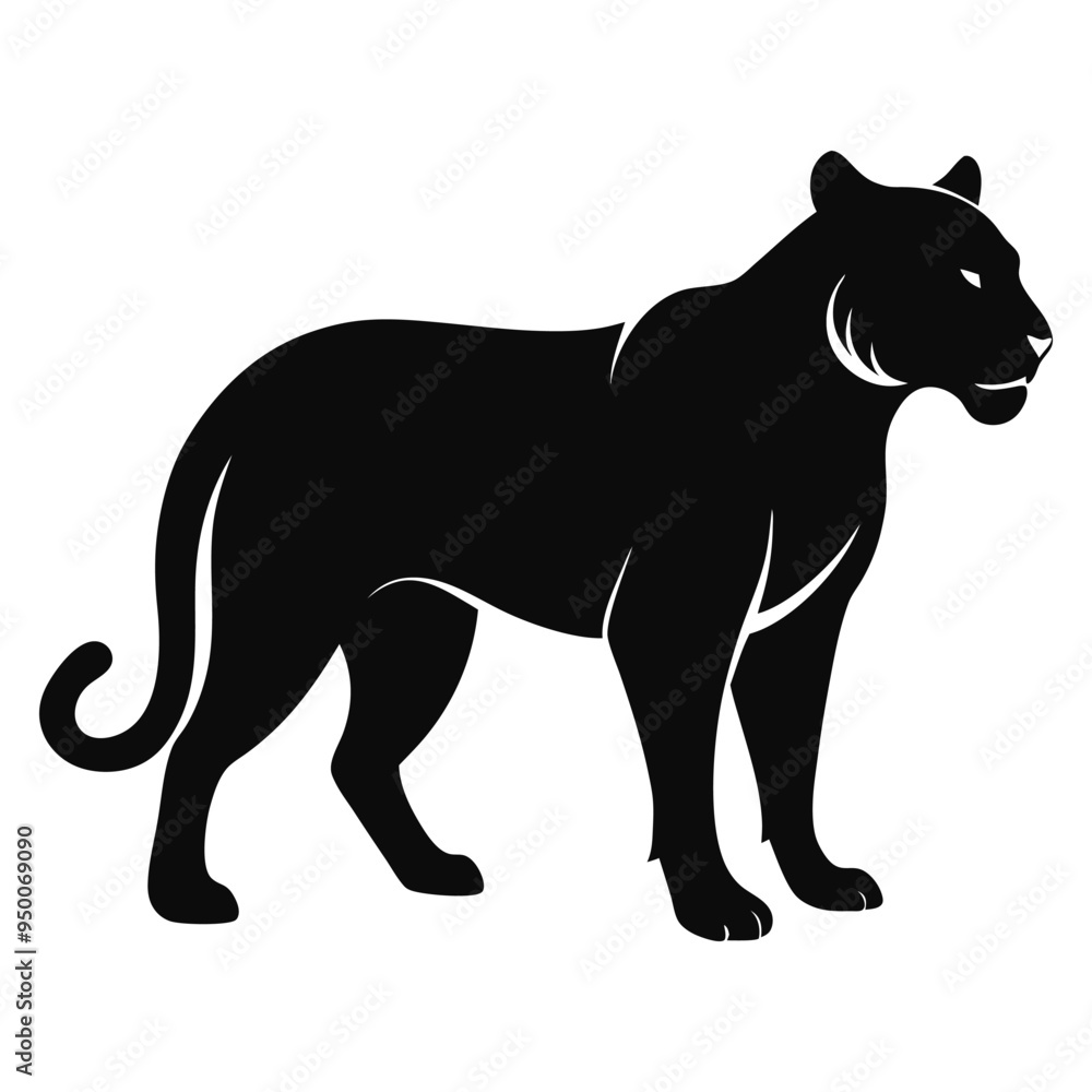 Obraz premium black silhouette of a tiger on the white background of vector illustration
