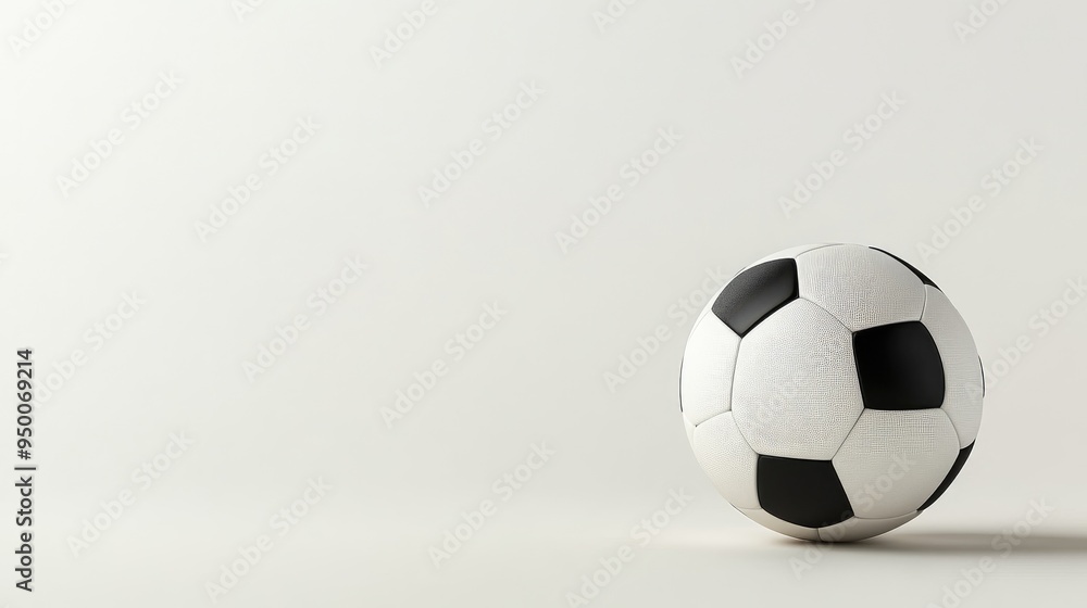 Soccer ball against a pristine white background, offering space for text, a perfect banner for sports events. Soccer ball against a pristine white background, offering space for text, a perfect banner for sports events.