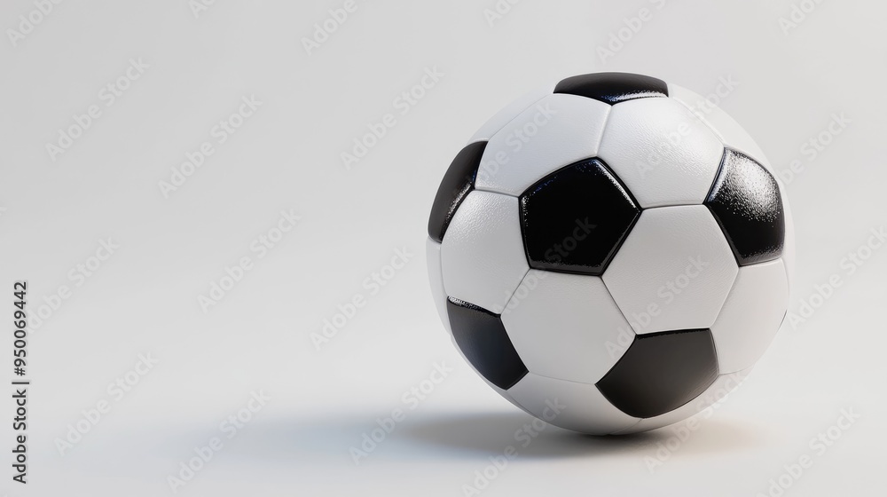 Soccer ball on a clean white background, space for copy, perfect for sports-themed banners and advertisements. Soccer ball on a clean white background, space for copy, perfect for sports-themed banners and advertisements.