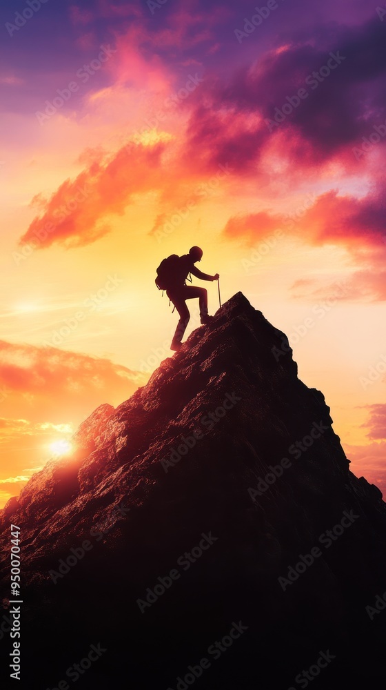 Person struggling to climb a mountain of debt, symbolizing financial challenges Person struggling to climb a mountain of debt, symbolizing financial challenges