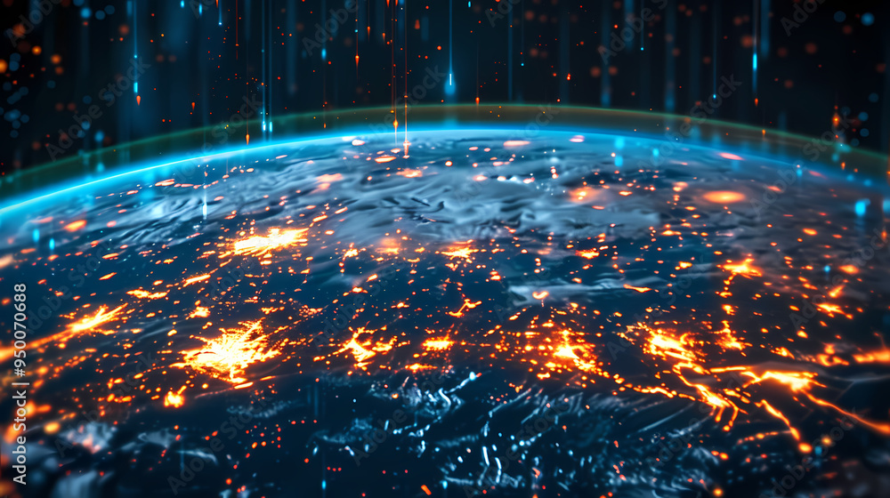 Fototapeta premium 2d illustration world map abstract background.Global network connection. World map point and line composition concept of global business.