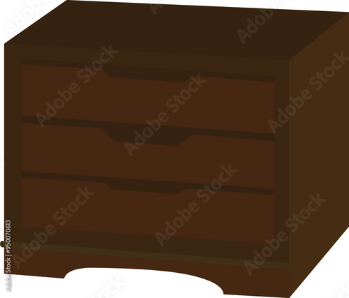 Wooden cabinet vector illustration isolated on white background.Brown cupboard design