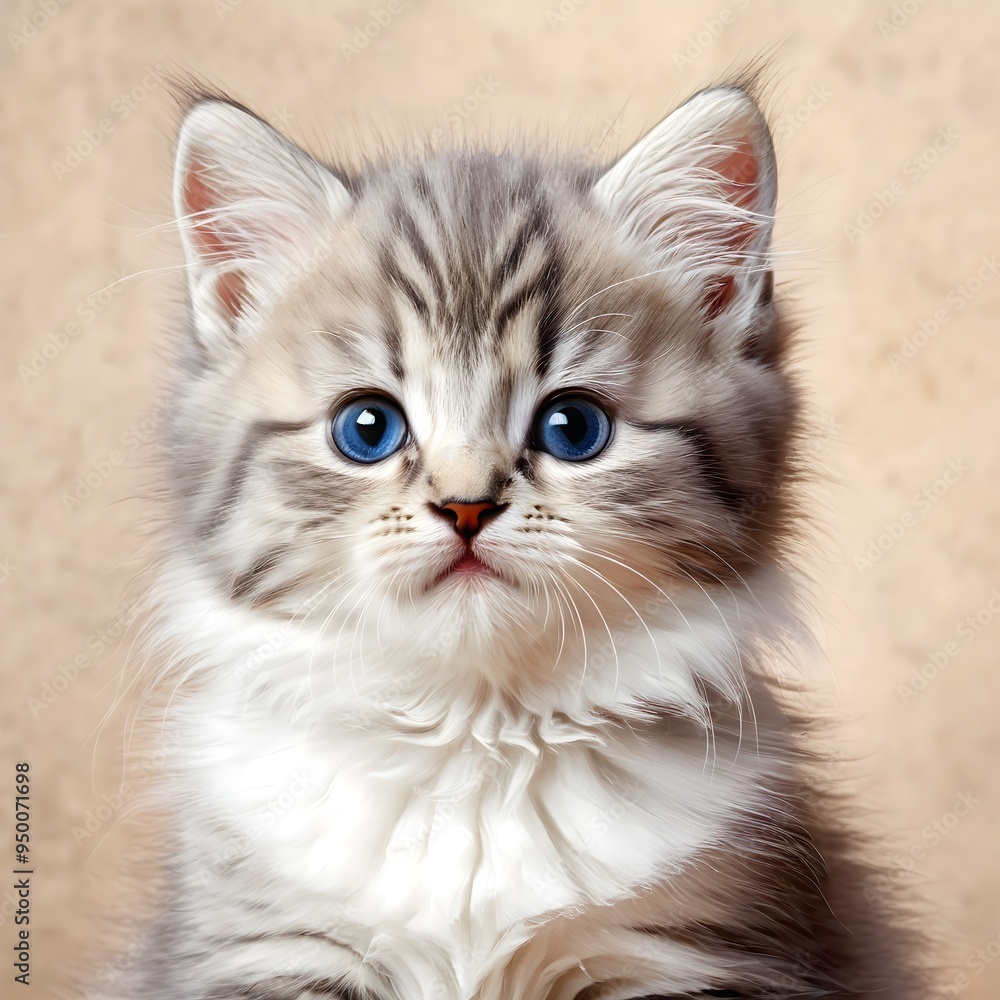 Portrait of a cute kitty with gray fur and bright eyes. Adorable feline with a charming expression. Portrait of a cute kitty with gray fur and bright eyes. Adorable feline with a charming expression.