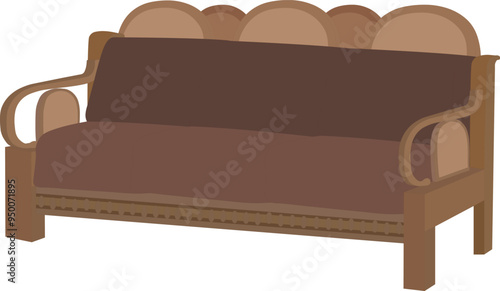 stylish modern sofa with brown cushion isolated on white background. longue clipart vector symbol icon