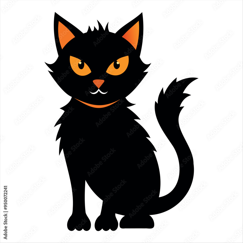 Obraz premium Horror black cat silhouette for Halloween design isolated on a white background