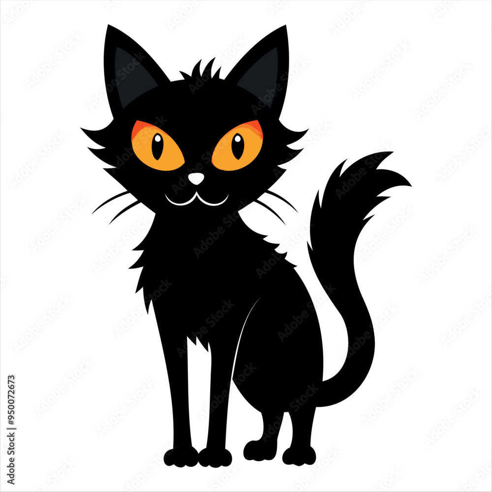 Horror black cat silhouette for Halloween design isolated on a white background Horror black cat silhouette for Halloween design isolated on a white background