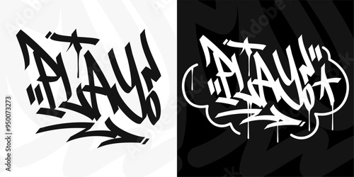 Modern Cool Trendy Word Play Abstract Hip Hop Hand Written Graffiti Urban Style Vector Illustration
