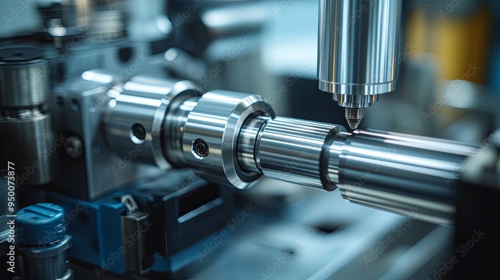A machine with a silver tube and a silver cylinder. The machine is made of metal A machine with a silver tube and a silver cylinder. The machine is made of metal