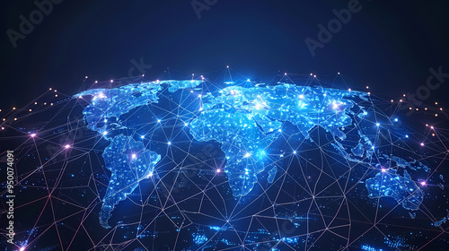 2d illustration world map abstract background.Global network connection. World map point and line composition concept of global business.