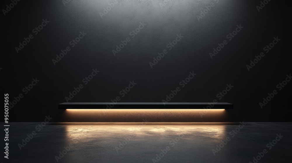 A black wall with a bench in the middle of it A black wall with a bench in the middle of it